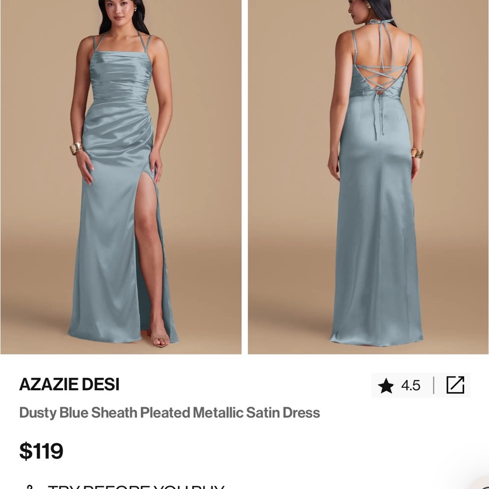 Azazie Desi Backless Dusty Blue Dress